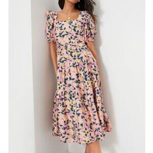 Moon River by Tuckernuck Exclusive Pink Multi Floral Print Midi Dress Large NWT